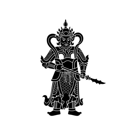 Goddess of Ganesha. Black and white vector illustration.のイラスト素材