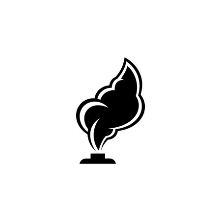 A simple black icon depicting a cloud of smoke rising from a small base, isolated on a white background.のイラスト素材