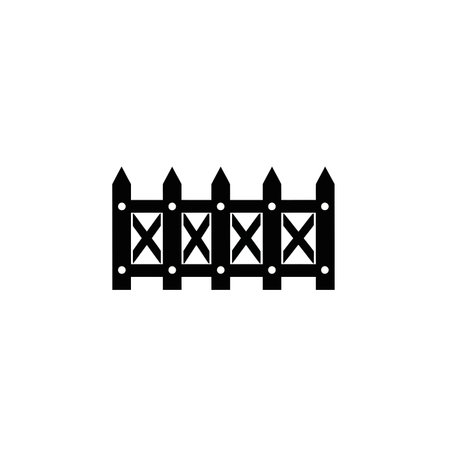 A simple black silhouette of a picket fence, isolated on a clean white background, representing boundaries and property.のイラスト素材