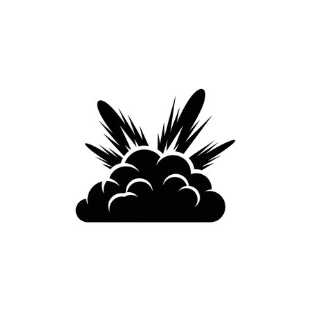 Black and white illustration of an explosion cloud burst, a comic book style effect representing impact or blast.のイラスト素材