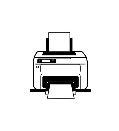 A sleek, contemporary office printer actively producing a document, with paper visible in both the...