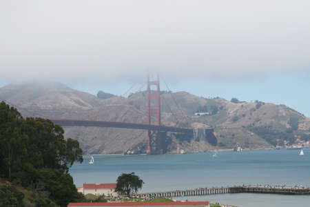 San Francisco Bridge in the cloudsの写真素材