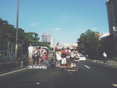 Jeepney hanger of people