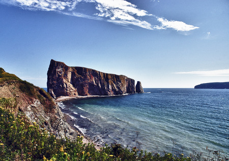 Side view of Perce Rockの写真素材