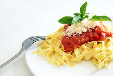 Tagliatelle Sicilian Sauce (raw tomato, basil & garlic)の写真素材