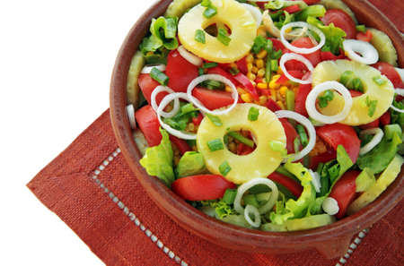 Large Mixed Salad with Pineappleの写真素材