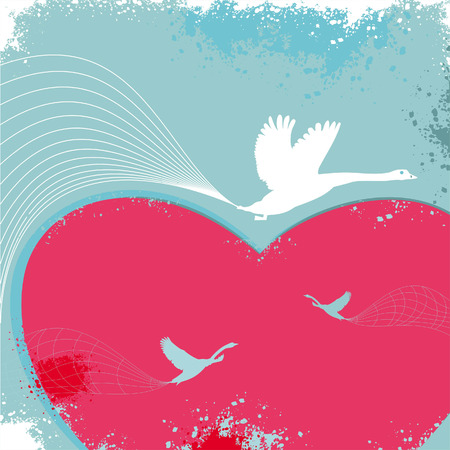 Valentine card with birds. のイラスト素材