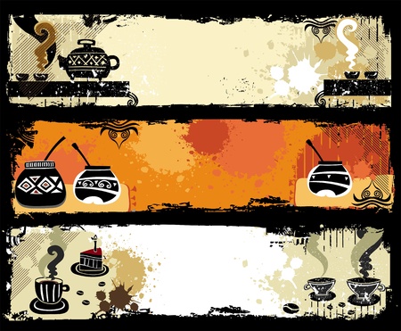 Tea, coffee, yerba mate banners.のイラスト素材