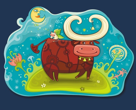 Fairy cows at Magic fieldのイラスト素材