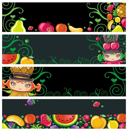 Colorful fruit banners. のイラスト素材