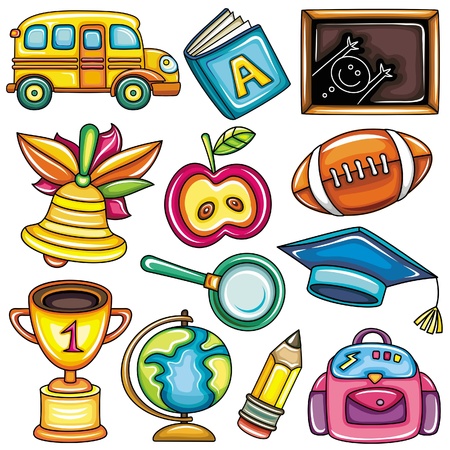 Colorful school icons Colorful school icons