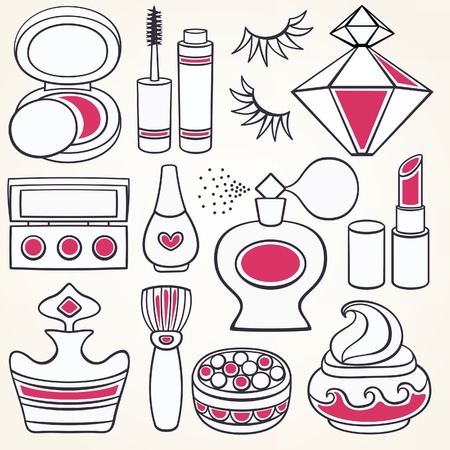 Vector make up, beauty and fashion supplies icons のイラスト素材