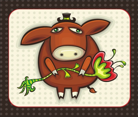 Cute Donkey with flower  のイラスト素材