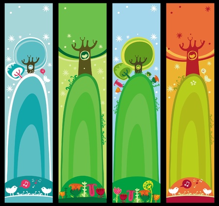 Colorful set of seasonal, natural banners, with space for your text のイラスト素材
