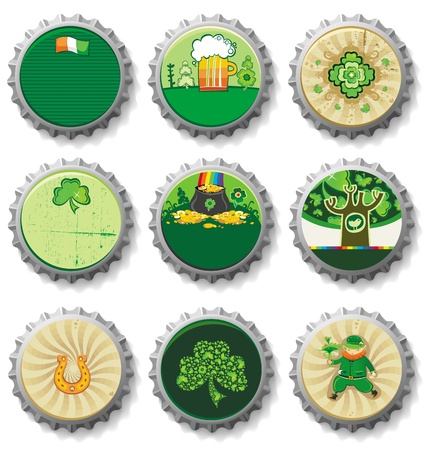 St  Patrick s Day bottle caps- vector buttons  のイラスト素材