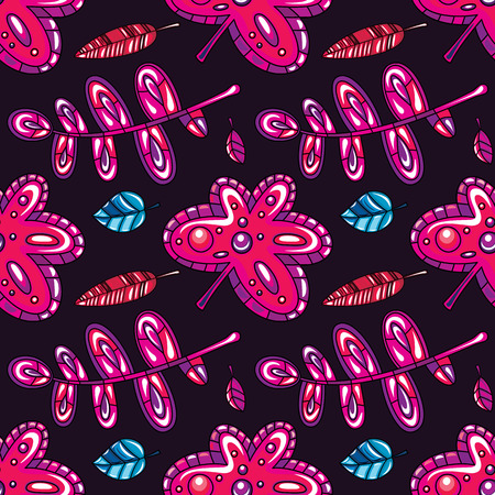 Autumn seamless pattern with fall leaves isolated on background. Abstract floral texture. Colorful cartoon backdrop. Template for fashion prints, seasonal sale,  social media. Vector design elementsのイラスト素材