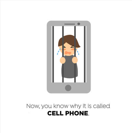 Addiction to Smartphone Vector Illustrationのイラスト素材