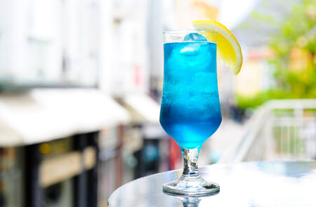 Blue cocktail on the terraceの写真素材