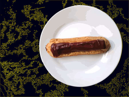 Top view chocolate eclair illustration