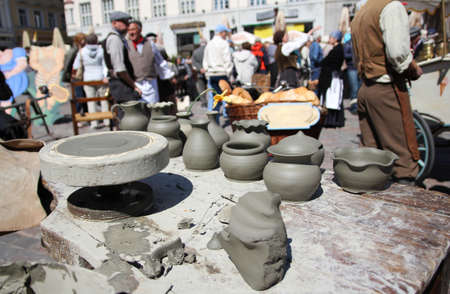 workmanship in old townの写真素材