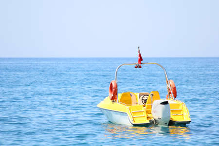 Motor boat on the seaの写真素材