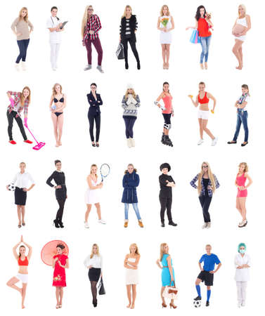 portrait of young beautiful pregnant woman posing isolated on white backgroundの写真素材