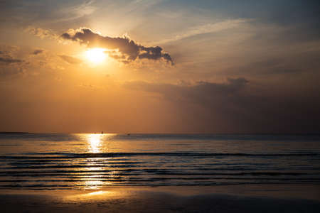 beautiful sunset over the ocean or seaの写真素材