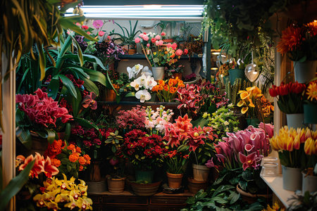 interior of beautiful flowers shopの素材
