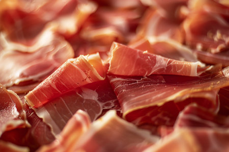 tasty spanish jamon, close up, texture, backgroundの素材