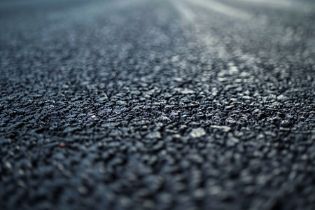 close up of new asphalt road backgroundの素材