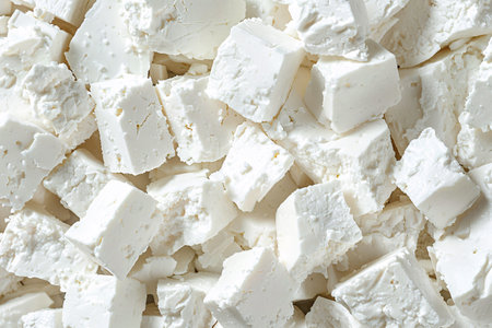 close up of white feta cheese backgroundの素材