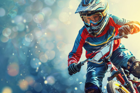 bmx racing background with copy spaceの素材