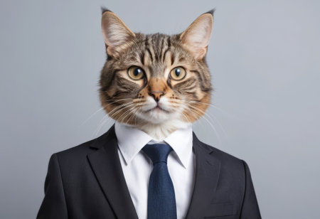portrait of cute cat in business suit and tie, fashion and business conceptの素材