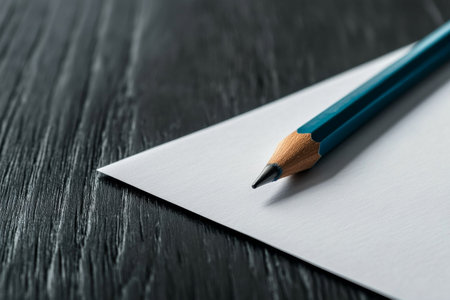 close up of pencil and white paper sheet on the tableの素材