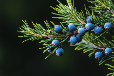 close up of juniper branch with berriesの素材