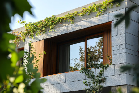 exterior of house with window in summerの素材