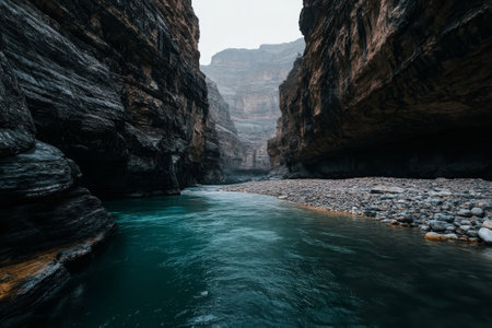 beautiful canyon background with blue riverの素材