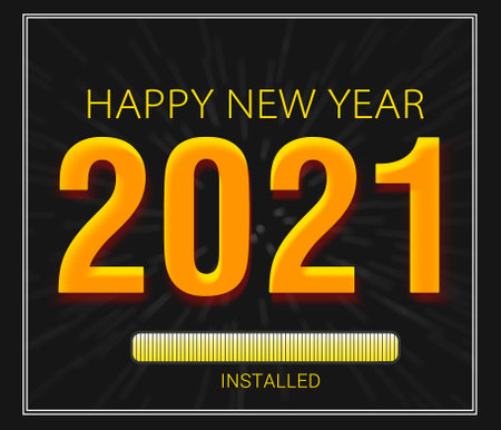Concept of Happy New year 2021 Installed in dark grey background . Banner Art, Card Design or Illustrationの写真素材