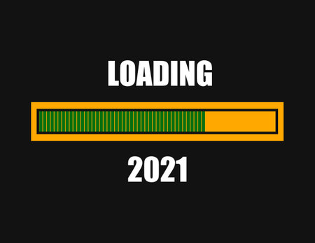 Web Green Loader showing installing or Loading of 2021 Year. Illustration or Designの写真素材