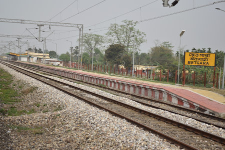 A deserted railway station in India during Covid 19 pandemicのeditorial素材