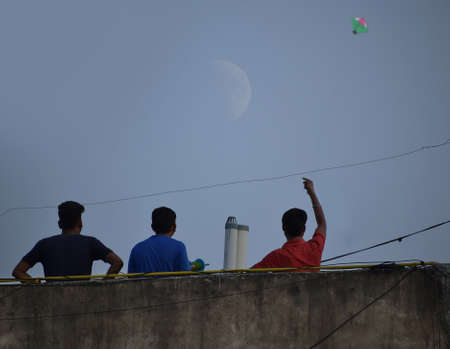 Indians flying kite on occasion of Independence dayの写真素材