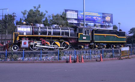 A model of Steam Engine kept outside New Jalpaiguri Railway station in West Bengal which is a major tourist attractionのeditorial素材