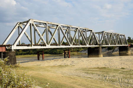 Long shot of a beautiful railway bridge in indiaの写真素材