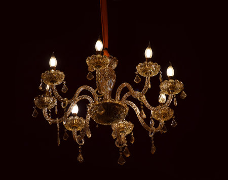 Beautiful chandelier light at a marriage function. Chandelier light is also called as jhoomer in Indiaの写真素材