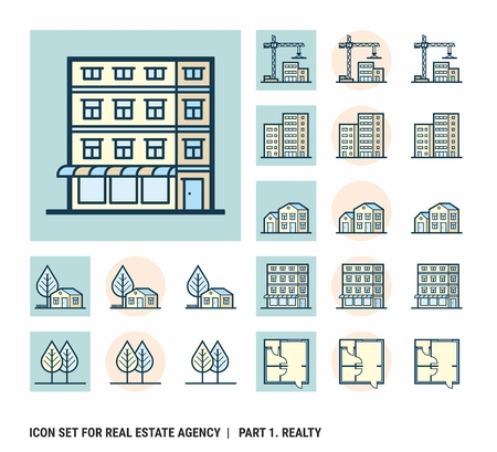 Icon set for real estate agency. Part 1. Realtyのイラスト素材