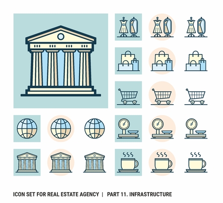 Icon set for real estate agency. Part 11. Infrastructureのイラスト素材