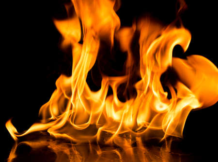 Burning fire on black background.の写真素材
