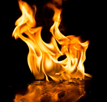 Burning fire on black background.の写真素材