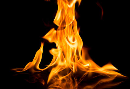 Burning fire on black background.の写真素材