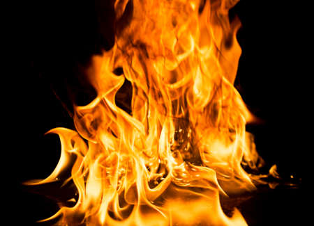 Burning fire on black background.の写真素材